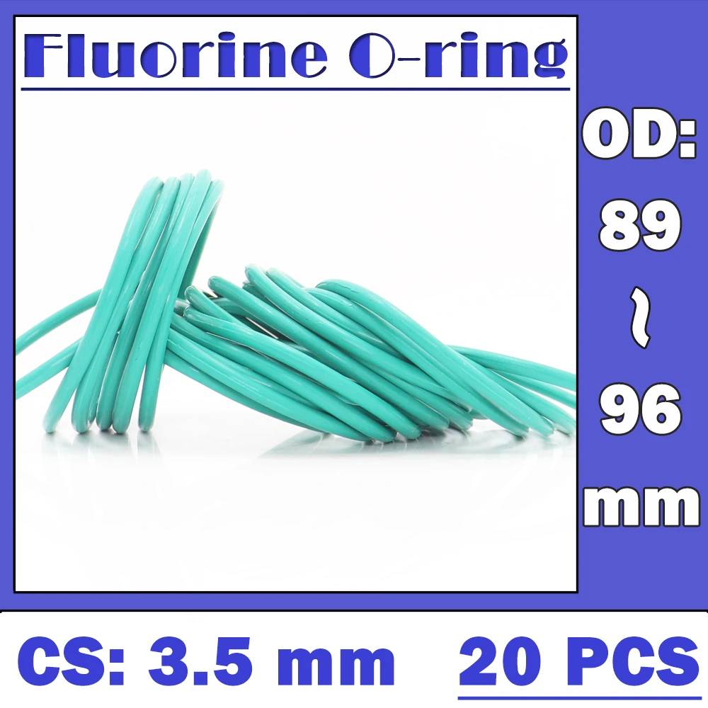 

CS3.5mm FKM Rubber O RING OD 89/90/91/92/93/94/95/96*3.5 mm 20PCS O-Ring Fluorine Gasket Oil seal Green ORing