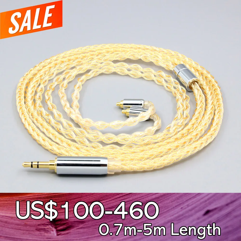 

8 Core 99% 7n Pure Silver 24k Gold Plated Earphone Cable For Shure AONIC 3 4 5 215 se846 PHILIPS Fidelio S301 MMCX LN008435