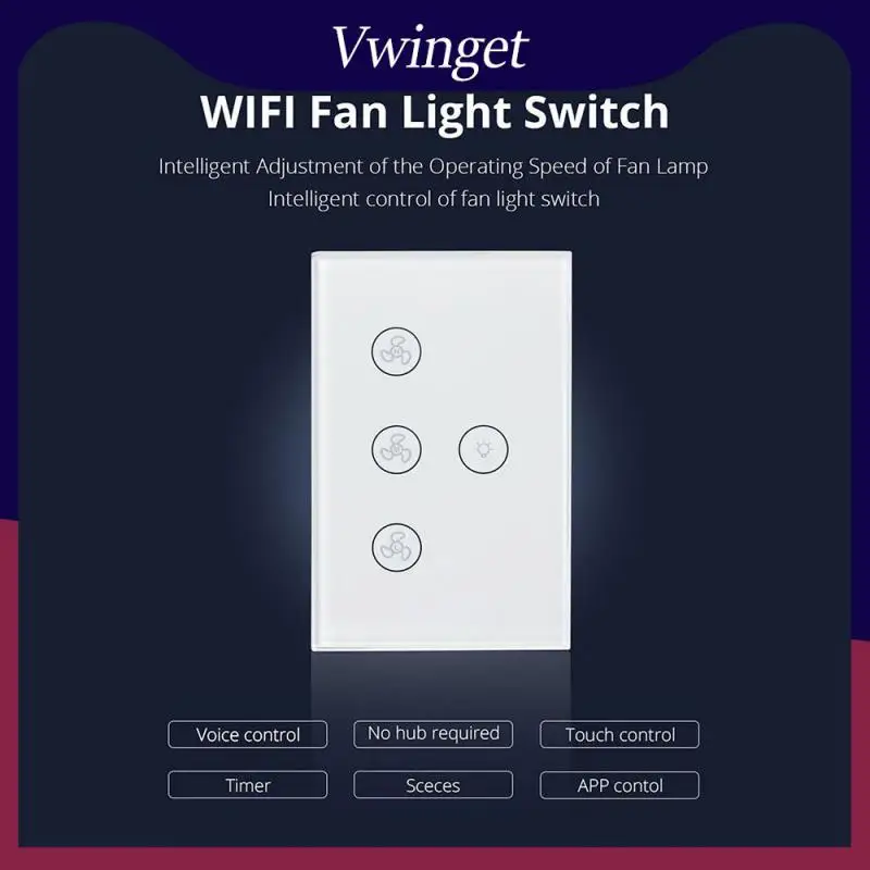 

No Neutral Wire Required Ceiling Fan Lamp Switches App Control Remote Various Speed Control Smart Wifi Fan Light Switch Us Tuya