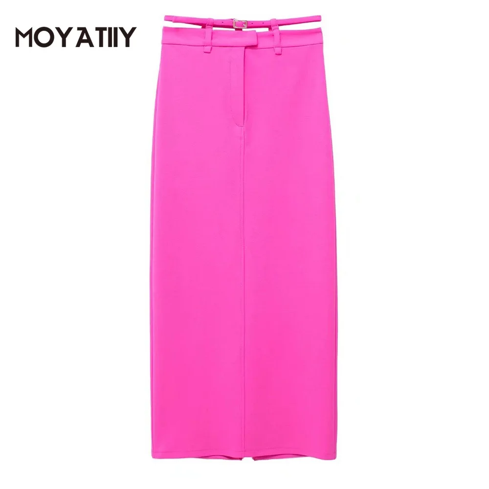 MOYATIIY Women 2022 Fashion Back Slit Midi Skirt With Belt Office Ldaies Rose Red Skirts High Waist Female Bottoms
MOYATIIY Women 2022 Fashion Back Slit Midi Skirt With Belt Office Ldaies Rose Red Skirts High Waist Female Bottoms