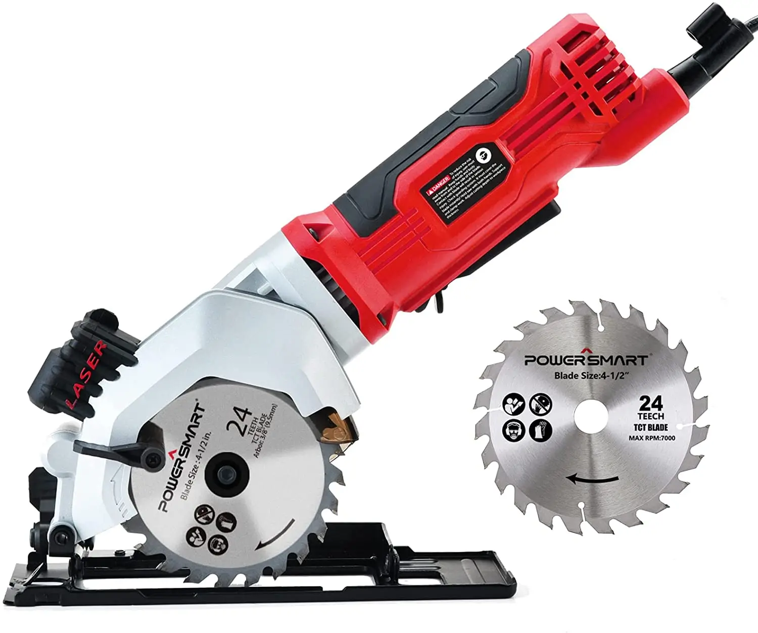 PowerSmart Mini Circular Saw, 4Amp 24T 4-1/2 Inch Compact Circular Saw, 3500RPM, Small Circular Saw with Metal wall plate
PowerSmart Mini Circular Saw, 4Amp 24T 4-1/2 Inch Compact Circular Saw, 3500RPM, Small Circular Saw with Metal wall plate