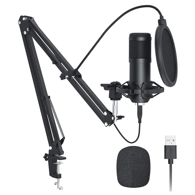 192KHZ/24Bit PC Streaming Podcast Mic Condenser Microphone USB Mic Kit With Sound Chipset Boom Arm Set
192KHZ/24Bit PC Streaming Podcast Mic Condenser Microphone USB Mic Kit With Sound Chipset Boom Arm Set