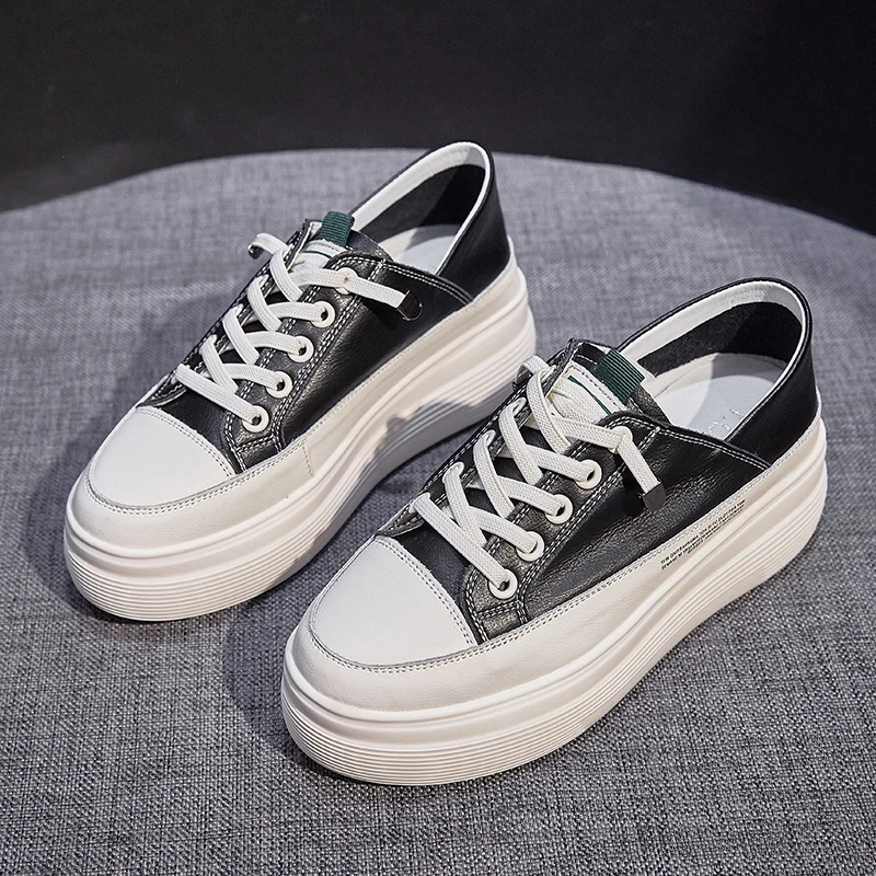 Women Hidden Wedge Cow Leather Sneakers Lace Up Flats Shoes 6cm Heels Height White Sneakers Fashion Platform Chunky Trainers
Women Hidden Wedge Cow Leather Sneakers Lace Up Flats Shoes 6cm Heels Height White Sneakers Fashion Platform Chunky Trainers