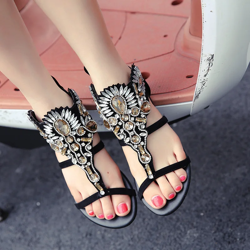 Sandals Women's Versatile Casual Open Toe Pop Toe Cover Flat Heel Roman Shoes Flat Bottom Rhinestone Comfortable Sandals
Sandals Women's Versatile Casual Open Toe Pop Toe Cover Flat Heel Roman Shoes Flat Bottom Rhinestone Comfortable Sandals