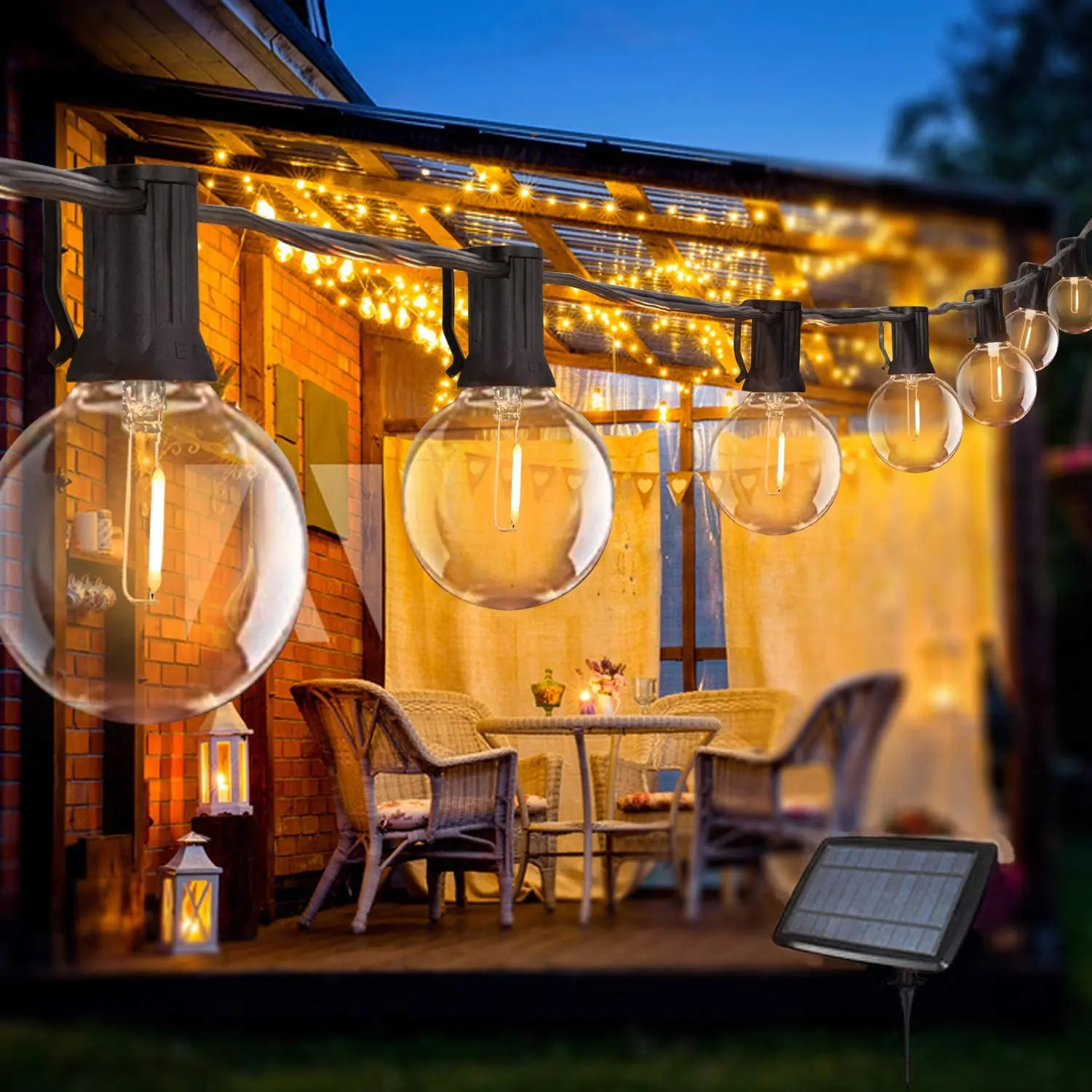 LED Solar String Lights Outdoor Waterproof G40 Drop-Resistant Fairy String Lights for Garden Party Wedding Christmas Decoration
LED Solar String Lights Outdoor Waterproof G40 Drop-Resistant Fairy String Lights for Garden Party Wedding Christmas Decoration