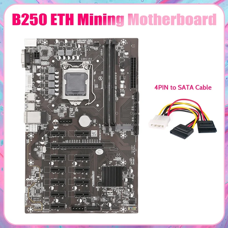 Материнская плата B250B ETH для майнинга + 4-контактный кабель SATA LGA1151 DDR4 12x, слот для графической карты MSATA SATA3.0 для майнинга BTC
Материнская плата B250B ETH для майнинга + 4-контактный кабель SATA LGA1151 DDR4 12x, слот для графической карты MSATA SATA3.0 для майнинга BTC