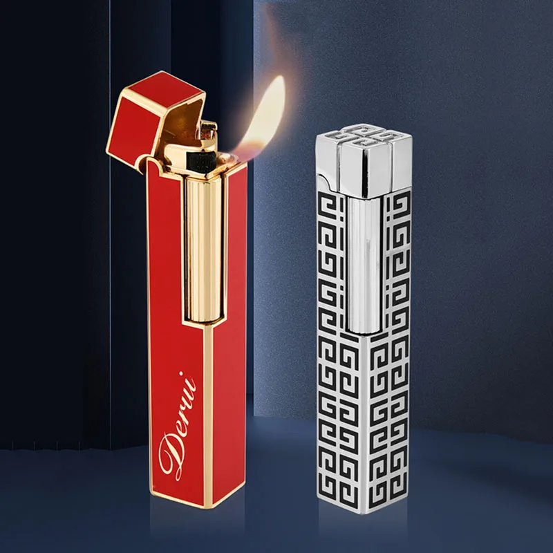 

High-end Long Strip Ladies Gas Lighter Creative Lighter Grinding Wheel Flint Metal Butane Lighters Smoking Ignition Gadgets