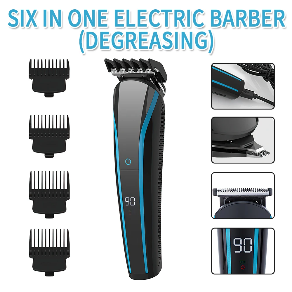 6in1 Electric Hair Clipper USB Rechargeable Nose Trimmer LCD Display Hair Cutting Machine 3/6/9/12mm Men's Shaver Hair Cutter 
6in1 Electric Hair Clipper USB Rechargeable Nose Trimmer LCD Display Hair Cutting Machine 3/6/9/12mm Men's Shaver Hair Cutter