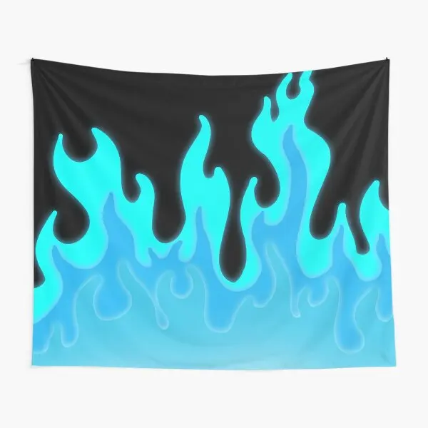 

Flames In Teal And Cyan Tapestry Home Colored Decor Wall Decoration Art Bedspread Blanket Hanging Beautiful Printed Bedroom Mat