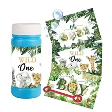 20 Jungle Animal Wild One Soap Bubble Labels Custom Capri Sun Bag Gift Box Water Bottle Stickers Birthday Christmas Party Favors
