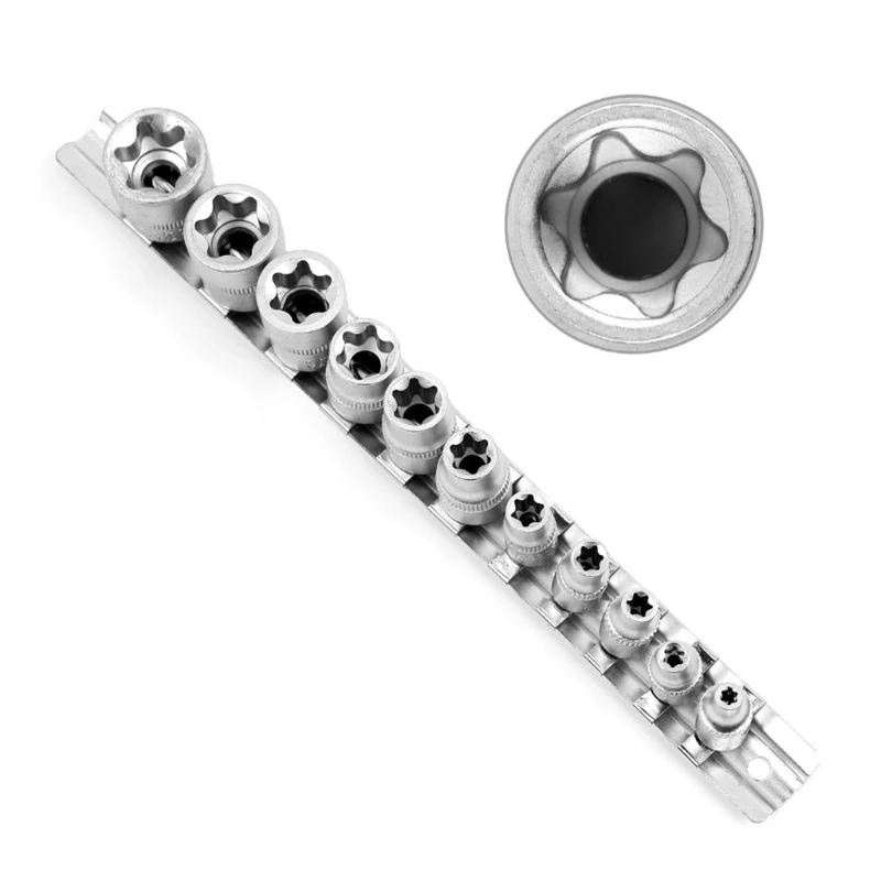 Torx Star Bit Female External E Socket Set Automotive Tools E4-e20 5 Pcs 1/4" Drive Sockets 6 Pcs 3/8" Drive Sockets
Torx Star Bit Female External E Socket Set Automotive Tools E4-e20 5 Pcs 1/4" Drive Sockets 6 Pcs 3/8" Drive Sockets