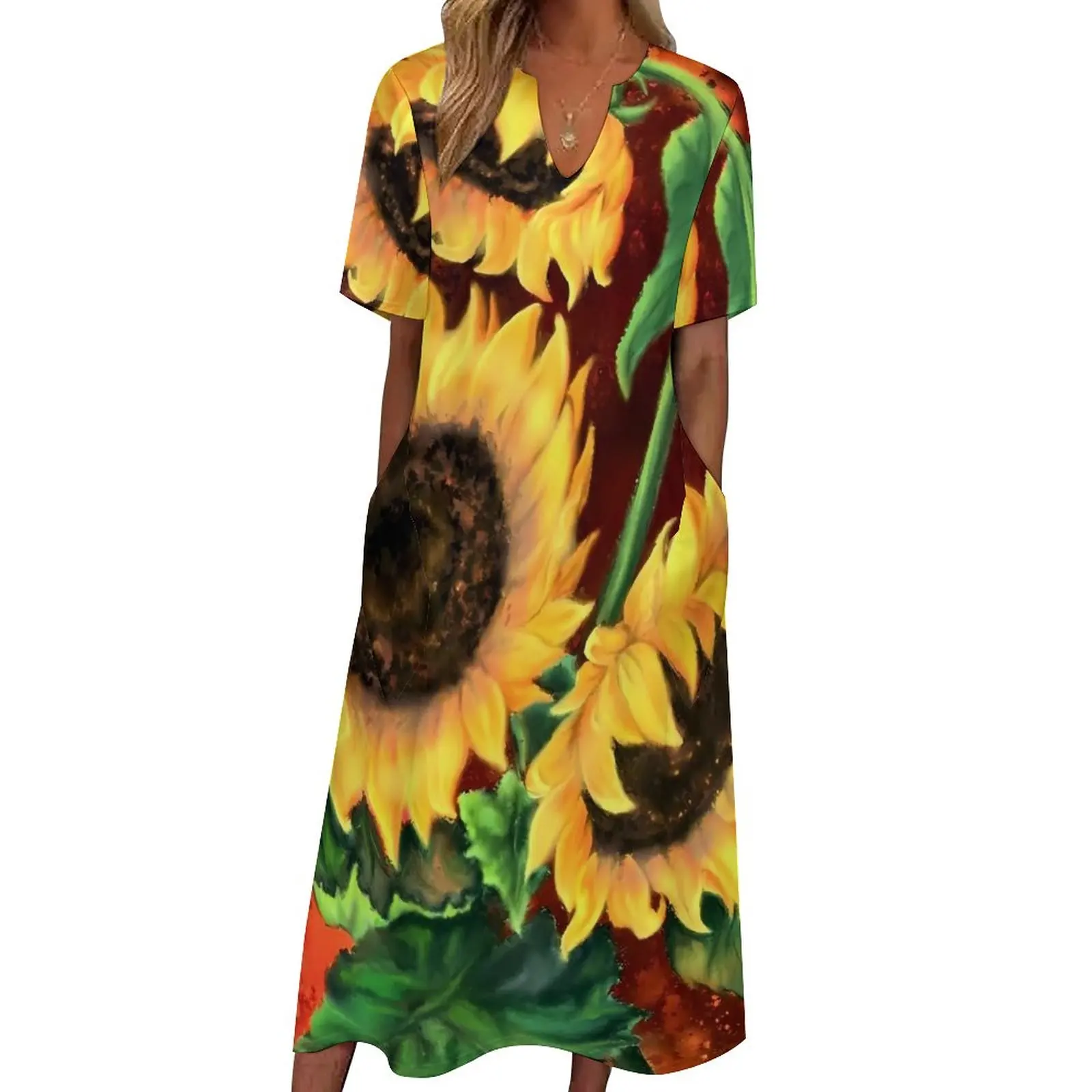 Nature Sunflower Dress Yellow Flower Print Kawaii Maxi Dress Street Wear Bohemia Long Dresses Summer V Neck Design Clothes
Nature Sunflower Dress Yellow Flower Print Kawaii Maxi Dress Street Wear Bohemia Long Dresses Summer V Neck Design Clothes
