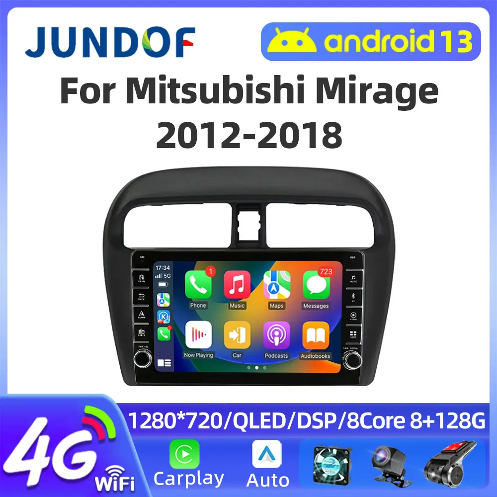 Автомагнитола Jundof на Android 13 для Mitsubishi Mirage Attrage 2012-2018 мультимедийный видеоплеер