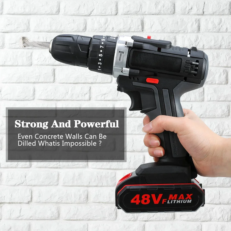 48V Electric Drill Impact Drill Cordless Screwdriver Wireless Power Driver Lithium Battery Wrench Wireless Electric Drill Set
48V Electric Drill Impact Drill Cordless Screwdriver Wireless Power Driver Lithium Battery Wrench Wireless Electric Drill Set
