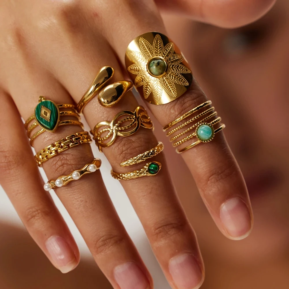 2023New Stainless Steel Natural Stone Green Turquoise Malachite Ring Women Bohemian Stylish Big Summer Jewelry кольцо женское
2023New Stainless Steel Natural Stone Green Turquoise Malachite Ring Women Bohemian Stylish Big Summer Jewelry кольцо женское