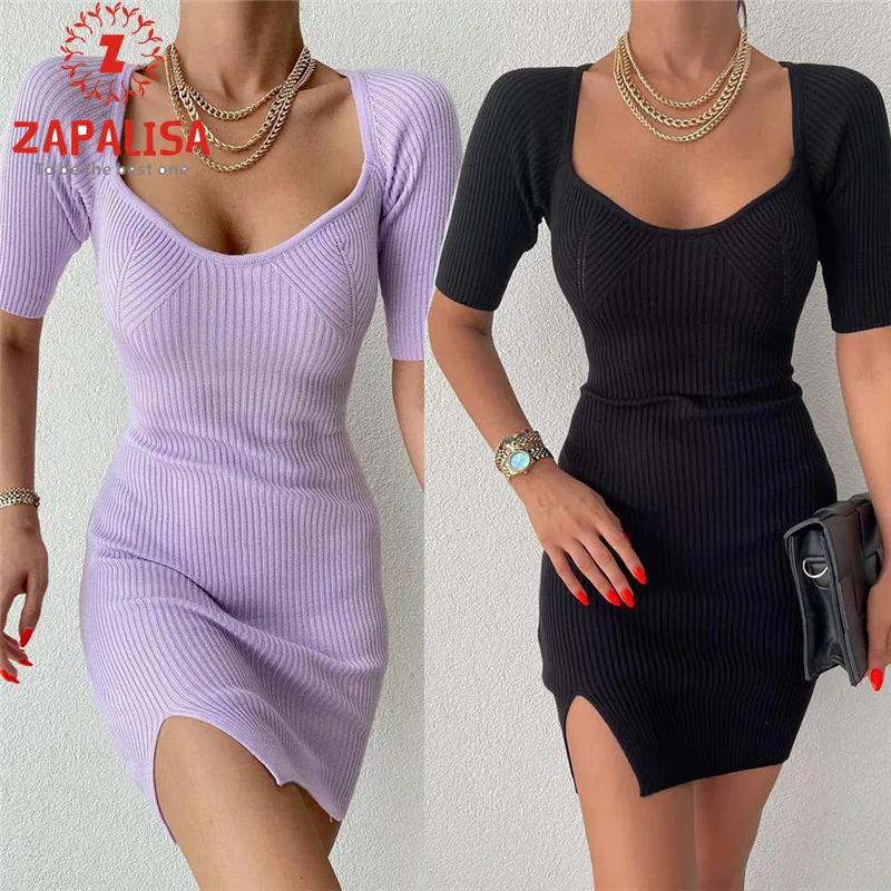 Женское трикотажное мини-платье, элегантное однотонное платье-карандаш с разрезом, квадратным вырезом, коротким рукавом, средней талией и о... 
Женское трикотажное мини-платье, элегантное однотонное платье-карандаш с разрезом, квадратным вырезом, коротким рукавом, средней талией и о...