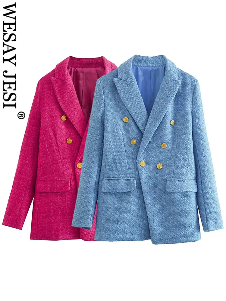WESAY JESI Women's Fashion Double Breasted Textured Blazer Coats Elegant Solid Long Sleeve Lapel Slim Jacket Female Chic Blazers
WESAY JESI Women's Fashion Double Breasted Textured Blazer Coats Elegant Solid Long Sleeve Lapel Slim Jacket Female Chic Blazers