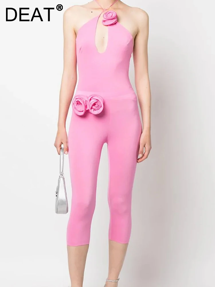DEAT Fashion Women Cotton 2 Pcs Set Halter Backless 3D Flower Slim Sling Calf-length Pink Pants Suit Summer 2023 New Tide 7AB272
DEAT Fashion Women Cotton 2 Pcs Set Halter Backless 3D Flower Slim Sling Calf-length Pink Pants Suit Summer 2023 New Tide 7AB272