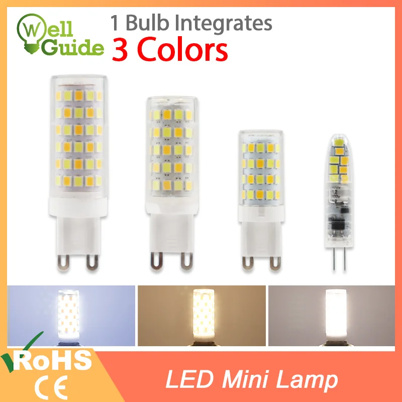 

5pcs LED G4 G9 Bulb 3W 5W 9W 12W 110V 220V 2835 SMD Three-Colour Change LED Lamp Spotlight Chandelier Light Replace Halogen Lamp