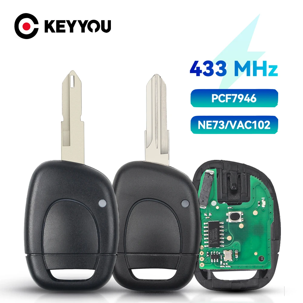 KEYYOU 1 кнопочный Автомобильный ключ дистанционного управления сигнализацией подходит для Renault Master Kangoo Clio корпус NE72 / VAC102 Blade ID46 PCF7946 чип 433 МГц
KEYYOU 1 кнопочный Автомобильный ключ дистанционного управления сигнализацией подходит для Renault Master Kangoo Clio корпус NE72 / VAC102 Blade ID46 PCF7946 чип 433 МГц