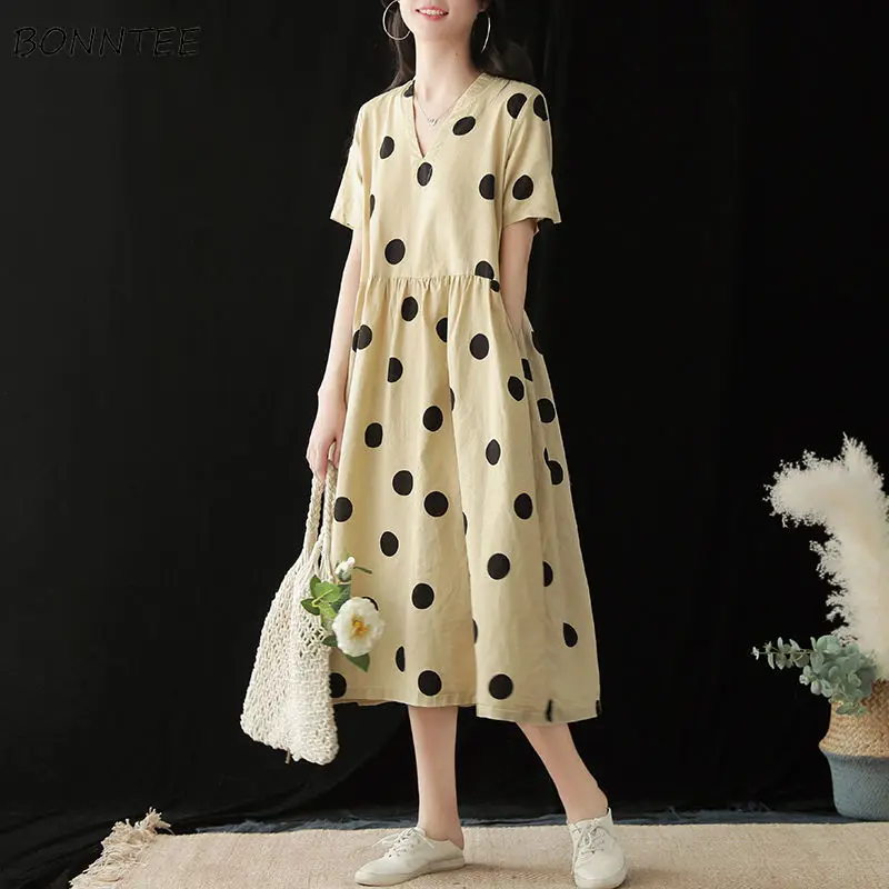 Short Sleeve Dresses Women Pockets Dot A-line High Waist Summer Casual Daily Elegant Cozy Cool Youth Popular Temperament Female
Short Sleeve Dresses Women Pockets Dot A-line High Waist Summer Casual Daily Elegant Cozy Cool Youth Popular Temperament Female