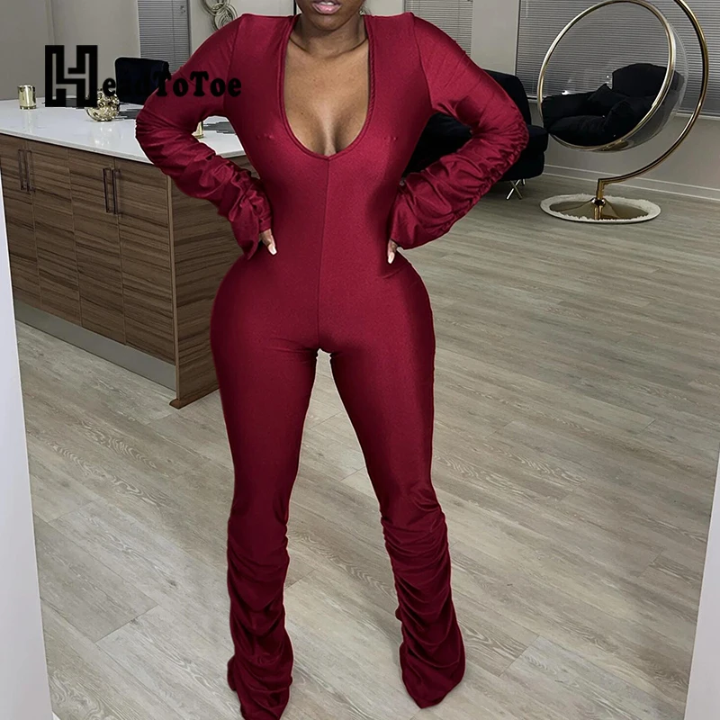 Solid Pleated Sexy Deep V Neck Romper Women Jumpsuit Full Sleeve Skinny Overalls Jumpsuit
Solid Pleated Sexy Deep V Neck Romper Women Jumpsuit Full Sleeve Skinny Overalls Jumpsuit