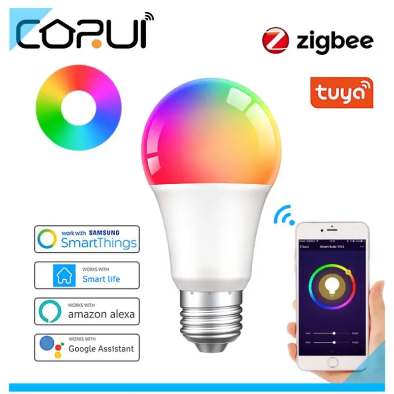 Умная лампа CORUI Tuya Zigbee3.0, светодиодная лампа с дистанционным управлением, меняющая цвет, RGBCW, 9/12/15/18 Вт, E27, приложение Smart Life, для Alexa, Google Home
Умная лампа CORUI Tuya Zigbee3.0, светодиодная лампа с дистанционным управлением, меняющая цвет, RGBCW, 9/12/15/18 Вт, E27, приложение Smart Life, для Alexa, Google Home