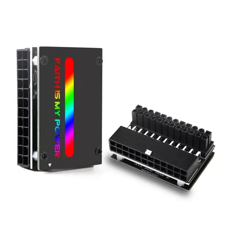 Адаптер питания ATX, материнская плата с RGB светодиодом, 24 контакта, 90 градусов
Адаптер питания ATX, материнская плата с RGB светодиодом, 24 контакта, 90 градусов