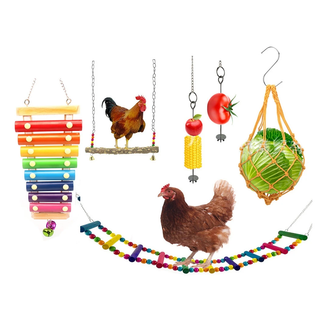 6PCS/Set Parrot Toys Funny Interactive Bird Hanging Swing Toy Chicken Fruit Holder Bird Animal Supplies Chicken Food Holder
6PCS/Set Parrot Toys Funny Interactive Bird Hanging Swing Toy Chicken Fruit Holder Bird Animal Supplies Chicken Food Holder