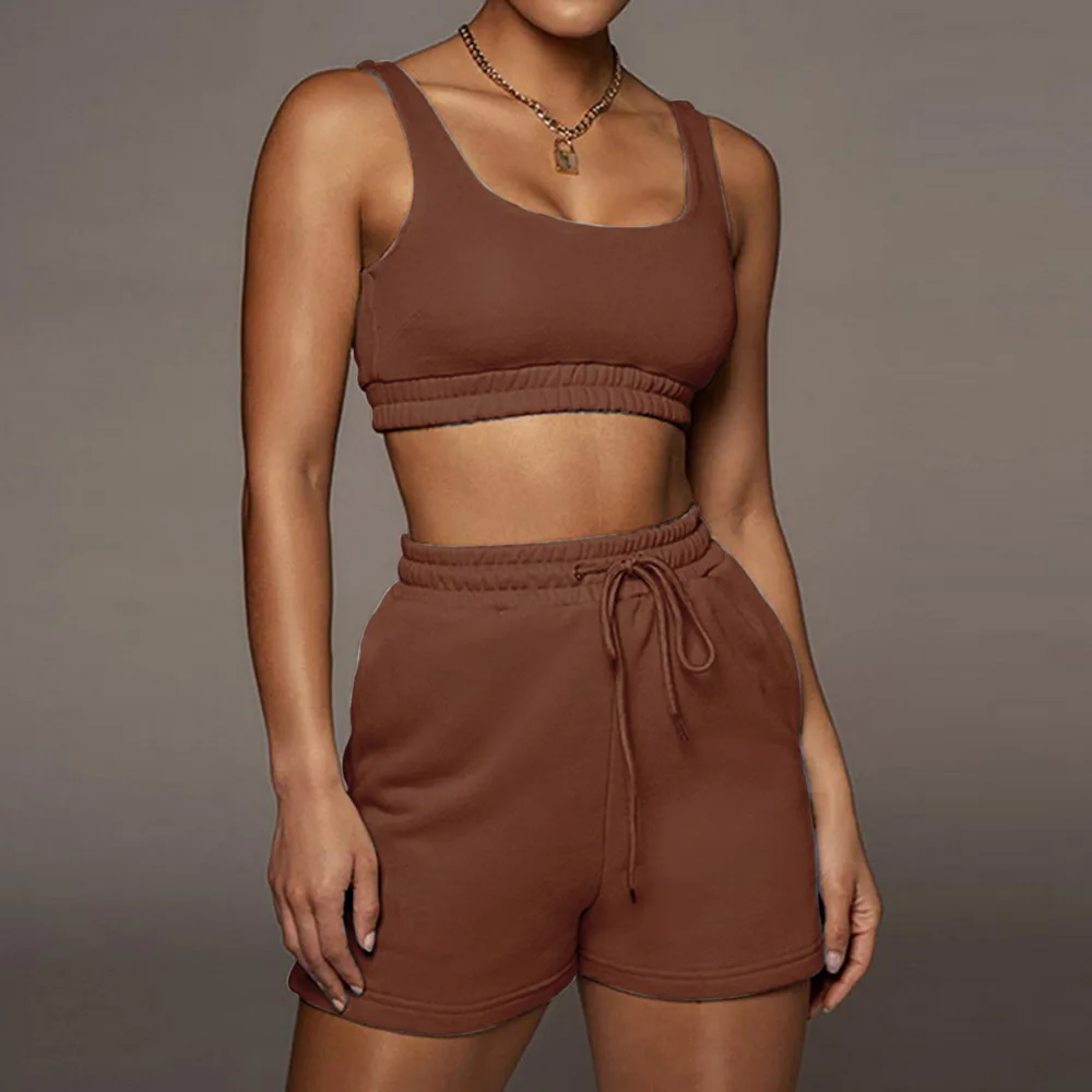 Summer Casual Tracksuit Women 2 Pieces Sets Solid Sleeveless Vests Drawstring Shorts Suits 2022 Sports Female Set Women's Suit
Summer Casual Tracksuit Women 2 Pieces Sets Solid Sleeveless Vests Drawstring Shorts Suits 2022 Sports Female Set Women's Suit