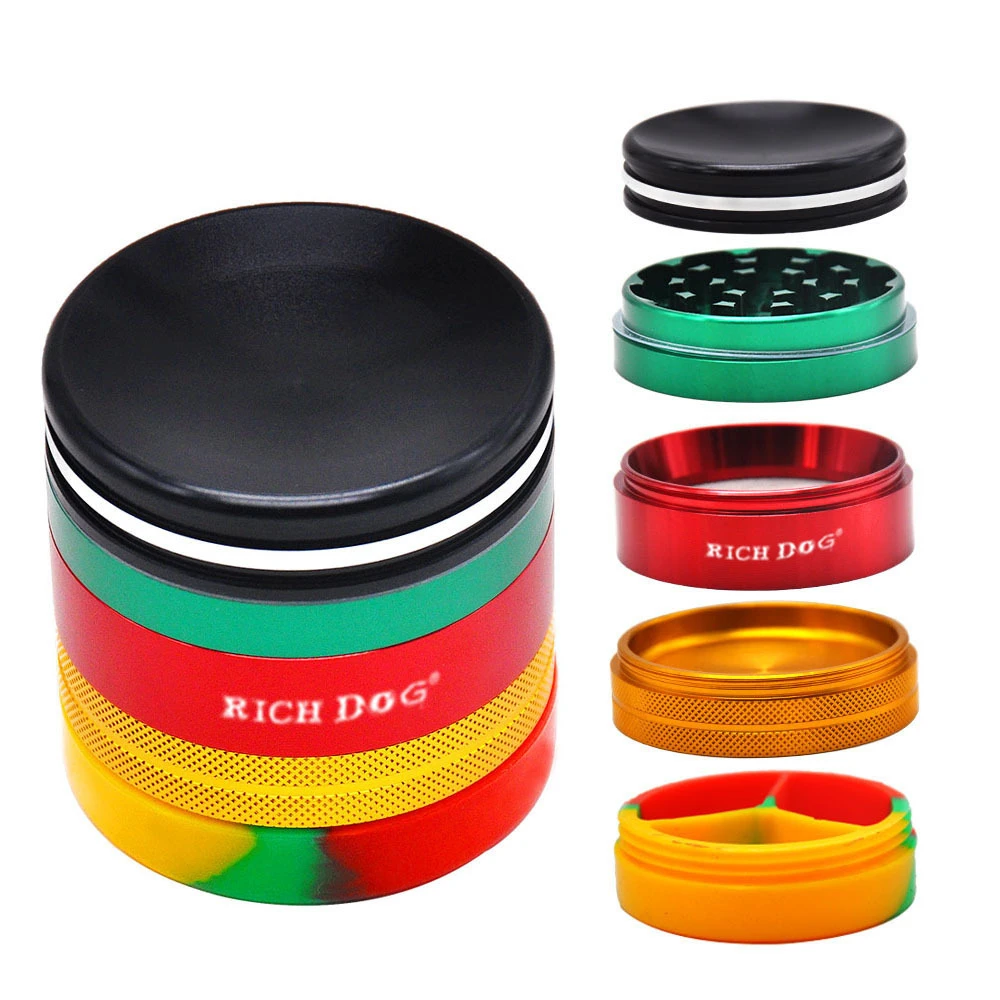63MM 5 Layers Aluminum Smoking Grinder with Silicone Storage Jar Metal Rasta Tobacco Grinder Herbal Crusher
63MM 5 Layers Aluminum Smoking Grinder with Silicone Storage Jar Metal Rasta Tobacco Grinder Herbal Crusher