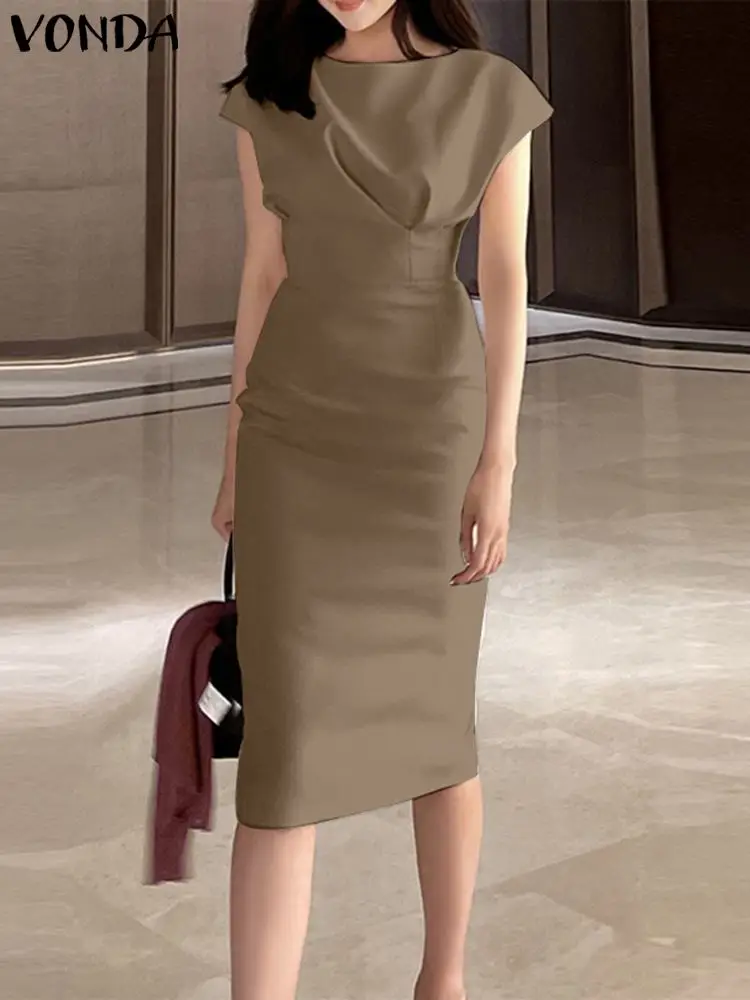 Summer Sexy Party Dress 2023 Women Elegant Solid Color Dress VONDA Sexy Round Neck Mid-Calf Sundress Robe Femme
Summer Sexy Party Dress 2023 Women Elegant Solid Color Dress VONDA Sexy Round Neck Mid-Calf Sundress Robe Femme