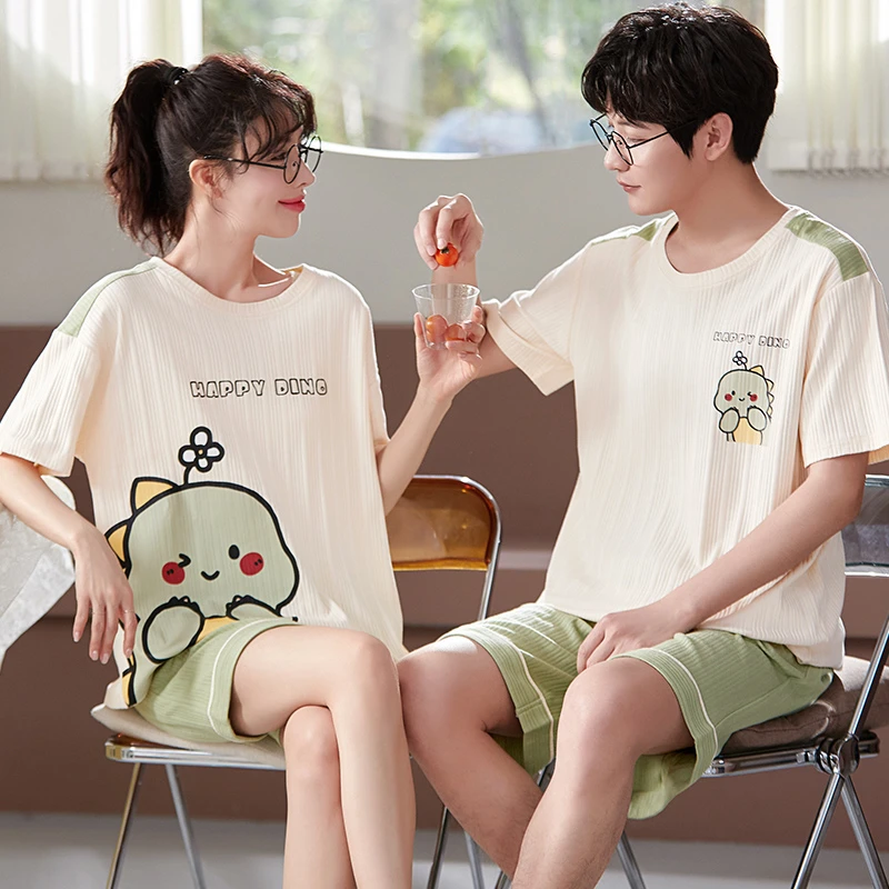 Summer Couple Pajamas Set Women Men Cotton Short Sleeve Men Pijama Suit Cartoon Dinosaur Sleepwear Pajama For Men Suit Homewear
Summer Couple Pajamas Set Women Men Cotton Short Sleeve Men Pijama Suit Cartoon Dinosaur Sleepwear Pajama For Men Suit Homewear