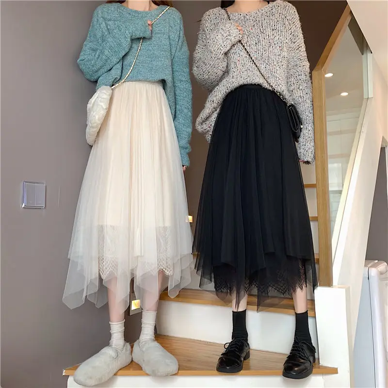 2023 Korean Fashion Long Tulle Lace Skirt for Women Girl Mid-long Vintage Clothes Elegant Office Ladies Spring Summer Clothing
2023 Korean Fashion Long Tulle Lace Skirt for Women Girl Mid-long Vintage Clothes Elegant Office Ladies Spring Summer Clothing