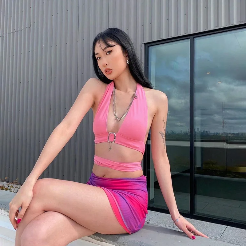 2021 Women Summer Fashion Tanks 90s Halter Neck Camis Pink Y2k Crop Top Bandage Backless Off Shoulder Hollow Out Sexy Tank Tops
2021 Women Summer Fashion Tanks 90s Halter Neck Camis Pink Y2k Crop Top Bandage Backless Off Shoulder Hollow Out Sexy Tank Tops