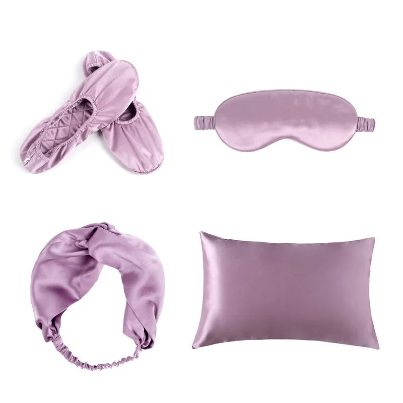 Silk boutique travel small four-piece silk slippers + eye patch + hair belt + pillowcase
Silk boutique travel small four-piece silk slippers + eye patch + hair belt + pillowcase