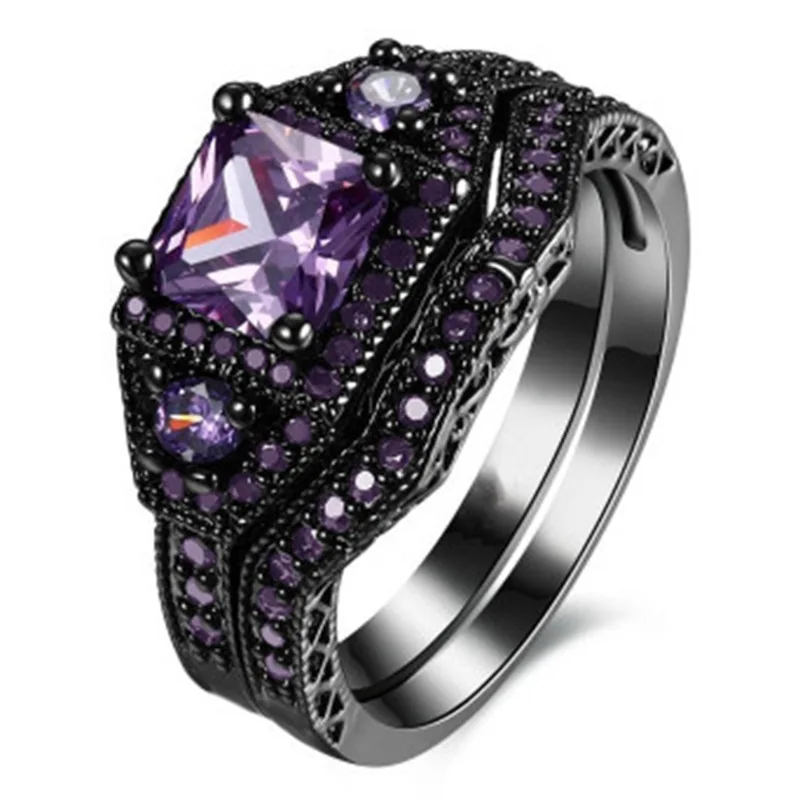 Milangirl Fashion Jewelry Princess Cut Purple Zircon Stone Black Filled Wedding Ring Set Anniversary
Milangirl Fashion Jewelry Princess Cut Purple Zircon Stone Black Filled Wedding Ring Set Anniversary