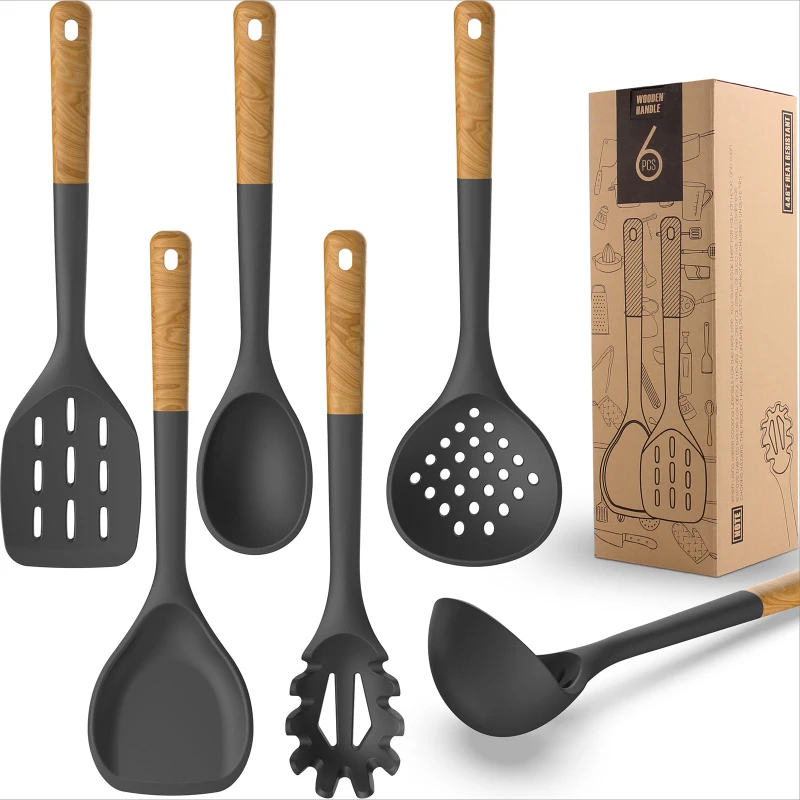 Large Silicone Cooking Utensils - Heat Resistant Kitchen Utensil Set with Wooden Handles, Spatula,Turner, Slotted Spoon, Pasta s
Large Silicone Cooking Utensils - Heat Resistant Kitchen Utensil Set with Wooden Handles, Spatula,Turner, Slotted Spoon, Pasta s