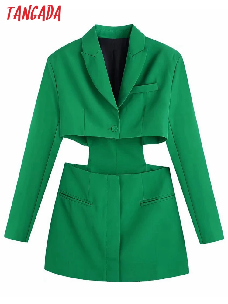 Tangada Women Fashion Green Cut-out Blazer Mini Dress Vintage Long Sleeve Pockets Female Dresses BE321
Tangada Women Fashion Green Cut-out Blazer Mini Dress Vintage Long Sleeve Pockets Female Dresses BE321