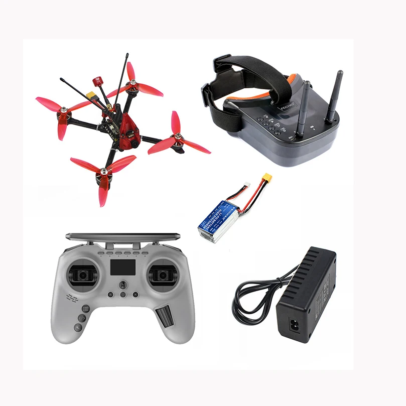 

DIY Ti210 210mm 5inch FPV Drone 3-4S With 1200TVL Camera 2306 2400KV Motor With Remote Control RC Quadcopter T-Lite TX Airplane