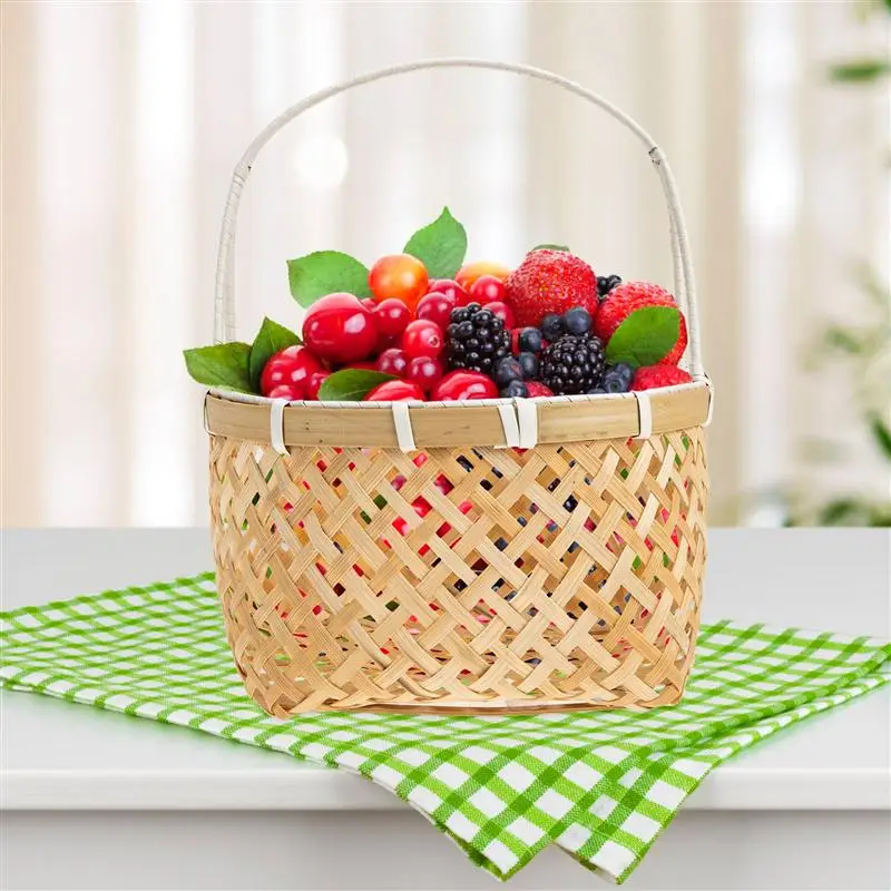 2Pcs Bamboo Woven Basket Handheld Fruits Storage Basket Natural Style Bamboo Basket
2Pcs Bamboo Woven Basket Handheld Fruits Storage Basket Natural Style Bamboo Basket