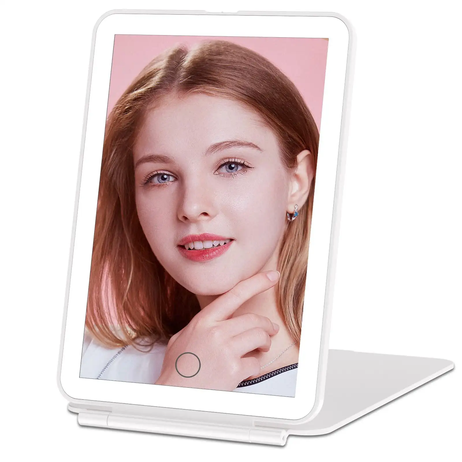 Light Up Mirror, 3 Kinds of Lighting Mode Dimmable Touch Screen, Rechargeable Illuminated Makeup Mirror.
Light Up Mirror, 3 Kinds of Lighting Mode Dimmable Touch Screen, Rechargeable Illuminated Makeup Mirror.