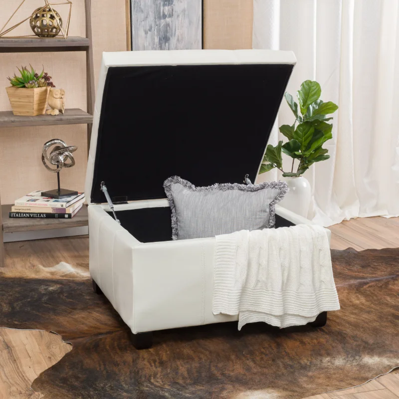 Noble House Newton PU Leather Storage Ottoman, Ivory
Noble House Newton PU Leather Storage Ottoman, Ivory
