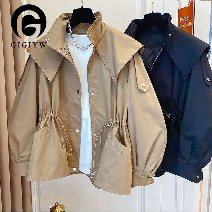 GIGIYW Short Loose Windbreaker Korean Dress Design Sense Drawstring Waist Tight Thin Solid Color Coat Autumn Winter Women New
GIGIYW Short Loose Windbreaker Korean Dress Design Sense Drawstring Waist Tight Thin Solid Color Coat Autumn Winter Women New