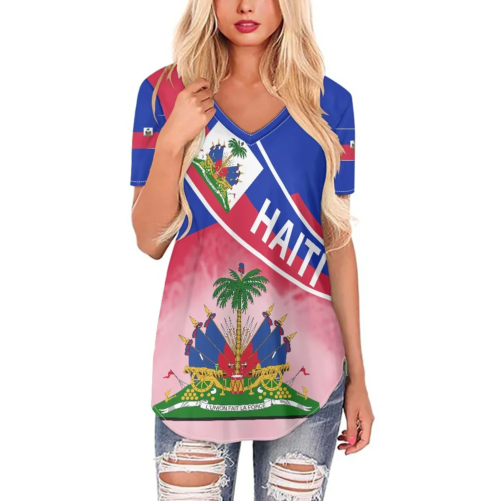 Haiti Pattern Design Print T-shirt Long Swing Large Size Women's V-Neck Short Sleeve Top 2022 Summer Everyday Wear Shirt
Haiti Pattern Design Print T-shirt Long Swing Large Size Women's V-Neck Short Sleeve Top 2022 Summer Everyday Wear Shirt