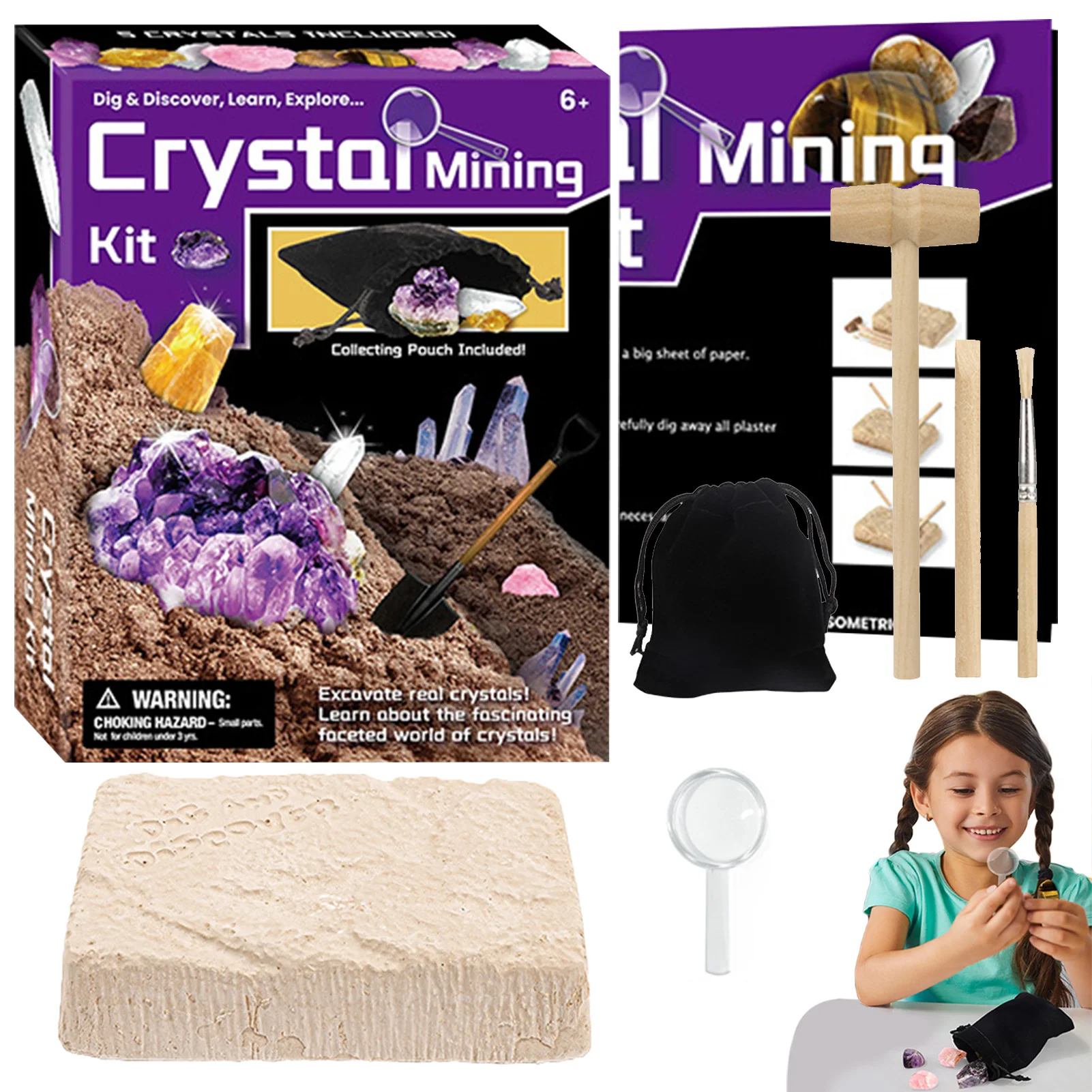 

Crystal Mining Kit Innovative Crystal Excavation Educational Science Kit | STEM Toys For Age 6 Up Kids Great Mineralogy Geology
