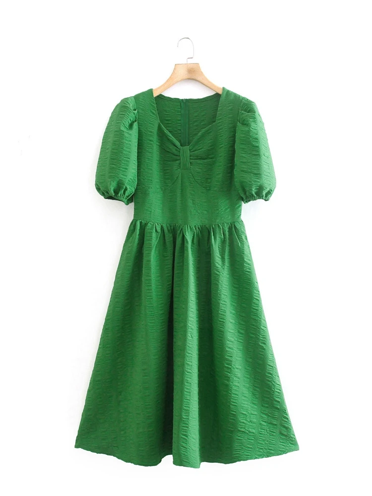 DOUJILI 2022 Women Green Dress Bow Midi Puff Short Sleeve French Style Ladies Vintage Dress For Women
DOUJILI 2022 Women Green Dress Bow Midi Puff Short Sleeve French Style Ladies Vintage Dress For Women