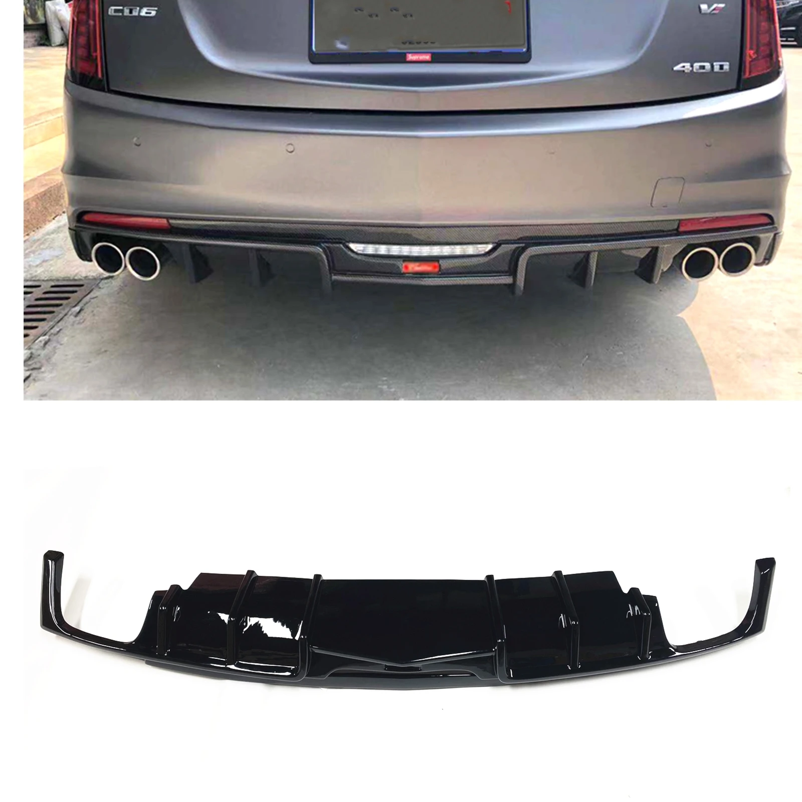 

Для Cadillac CT6 2016-2020 ABS глянцевый черный Автомобильный задний бампер диффузор для губ комплект для корпуса заднего бампера разветвитель спойле...