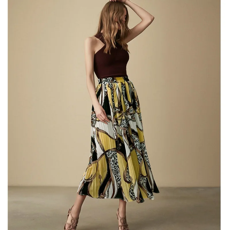 Women Newest Summer European American Fashion Elegant Office Lady Chiffon Pleated Half Medium Length Skirt Printed Large Hem Dre
Women Newest Summer European American Fashion Elegant Office Lady Chiffon Pleated Half Medium Length Skirt Printed Large Hem Dre