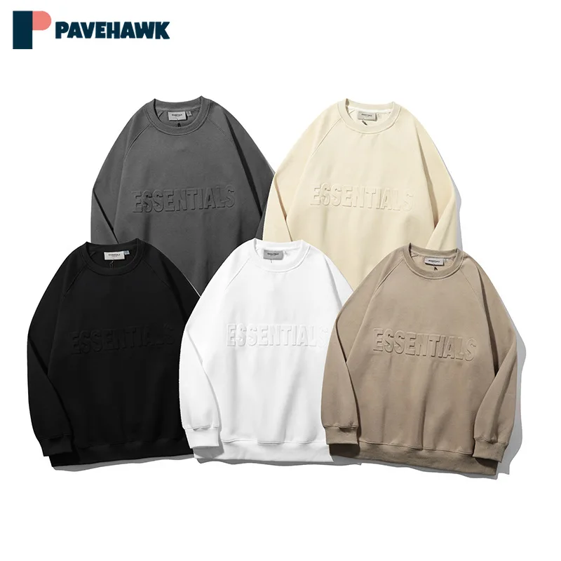 

Hatless Round Neck Sweater Men's Women's Spring Autumn Thickening ESSENTIALS Loose Letter Casual Brand High Street Pullover New